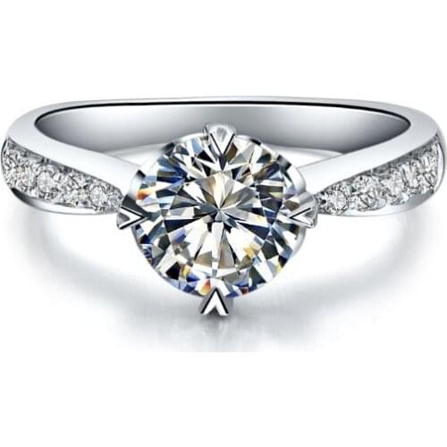 1 Carat Heart and Arrow Brilliant D Color Diamond Engagement Ring Beauty Around 18K White Gold Ring