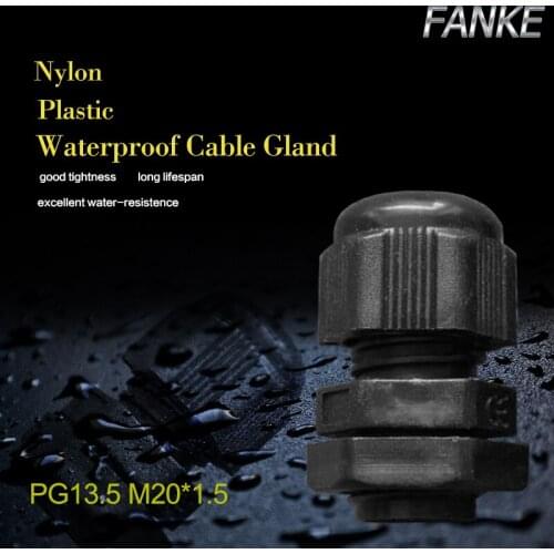 1piece M20*1.5 Waterproof Nylon Plastic Cable Gland Connector for 6-12mm Cable black color Hot Sale IP68 Factory wholesale