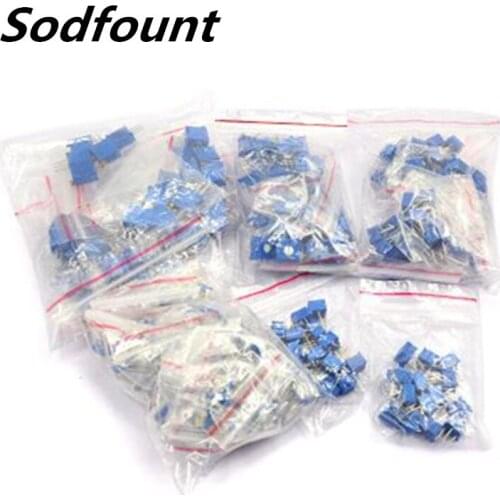 14pcs Precision adjustable potentiometer kit 3296w resistance package multi-turn top adjustment 101、102、103、104、105、201、202、203