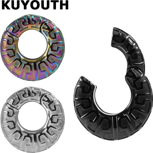 KUYOUTH Fashionable Stainless Steel Great Wall Pattern Magnet Ear Weight Expanders Body Piercing Jewelry Earring Stretchers 2PCS
