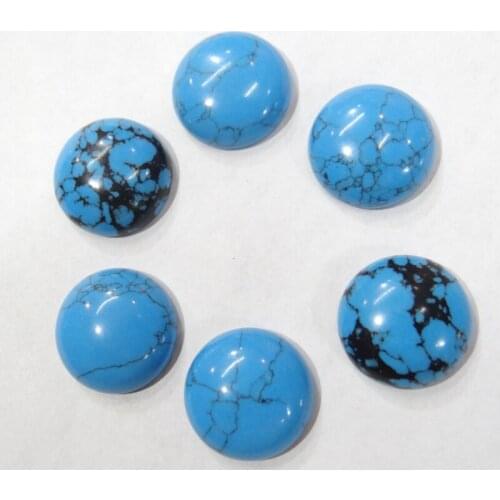 20PCS Natural Stone round Cabochons CAB 18MM No hole blue Turquoises Beads for DIY Jewelry production Making Ring Earring