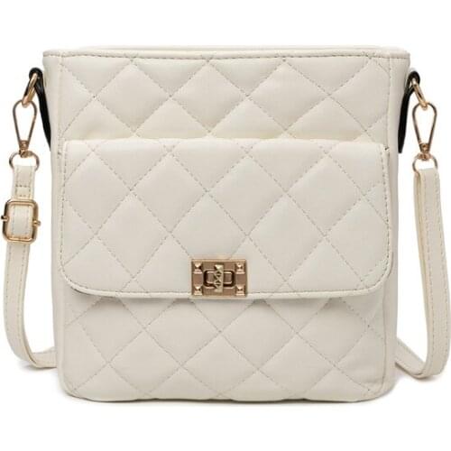 2021 Diamond Lattice Messenger Bag Soft Leather Ladies Embroidered Plaid Crossbody Bag Simple Large Capacity One Shoulder Bag