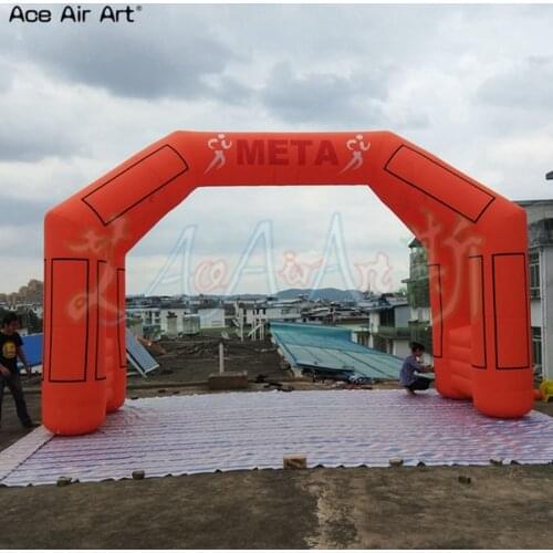 6m W Newly style yellow inflatable start finish archway,sport arches free standing with 16 pcs black sticker boxes for USA
