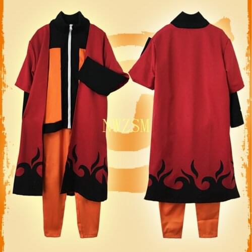 Anime Naruto Cosplay Costume Uzumaki Naruto Outfit Adults Men Suits Japanese Cartoon Costumes Naruto Cloak Top Pants