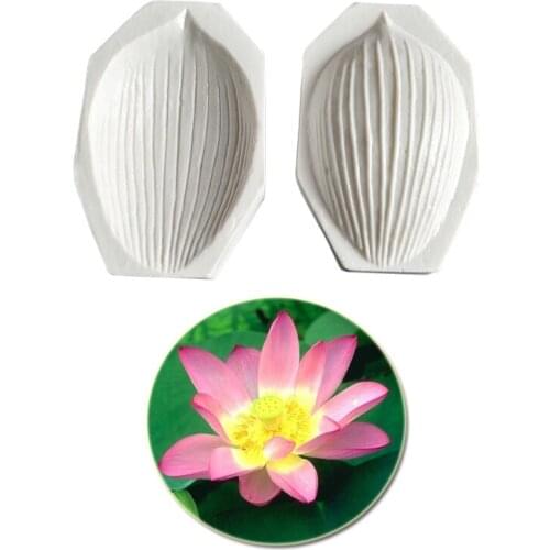 Large Lotus Flower Petals Veiner Sugar Tool Meridians Flower Silicone Cake Mold Simulation Gum Paste Mould M2485