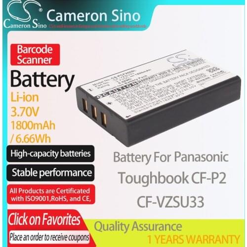 CameronSino Battery for Panasonic Toughbook CF-P2 fits Panasonic CF-VZSU33 Barcode Scanner battery 1800mAh/6.66Wh 3.70V Li-ion