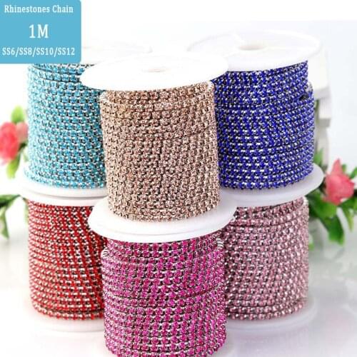 1M/lot Rhinestones Chain Flatback Silver claw Rhinestone Trim crystal for DIY Handcraft Sewing Trim Appliques needlework decor