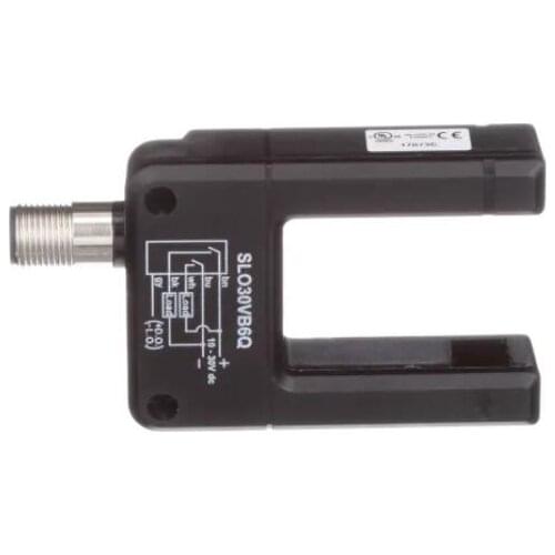 SLO30VB6 Sensor, Slot, 30mm Width, 10-30VDC, 1 NPN/1 PNP, QD Connector, SLO30 Series