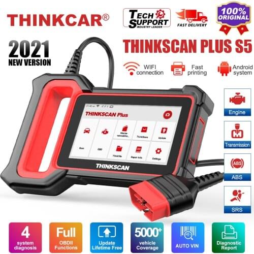 THINKCAR Thinkscan Plus S5 OBD2 Diagnostic Tools ABS Airbag TCM Engine System Coder Reader OBD 2 Automotive Scanner Free Update
