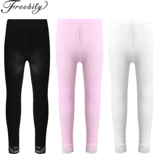 Kids Girls Dance Pantyhose Solid Color Soft Stretchy Lace Foot Bottom Ballet Leggings Dance Tights Yoga Gymnastics Ballet Pants