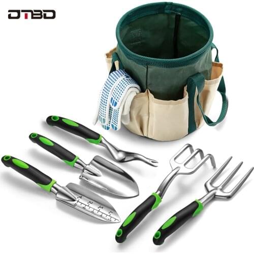 DTBD Garden Tool Cloth Package Set Hand Trowel Bonsai Shovel Rake Cultivator Cast Outdoor Gardening Lawn Transplant Tools Kit