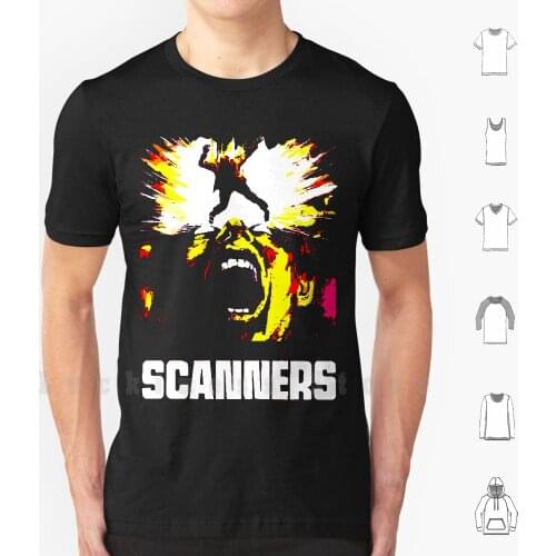 Scanners T Shirt Big Size 100% Cotton Horror Film Movie Video Dvd Nasty Monster Vampire Ghost Zombie Werewolf Serial Killer