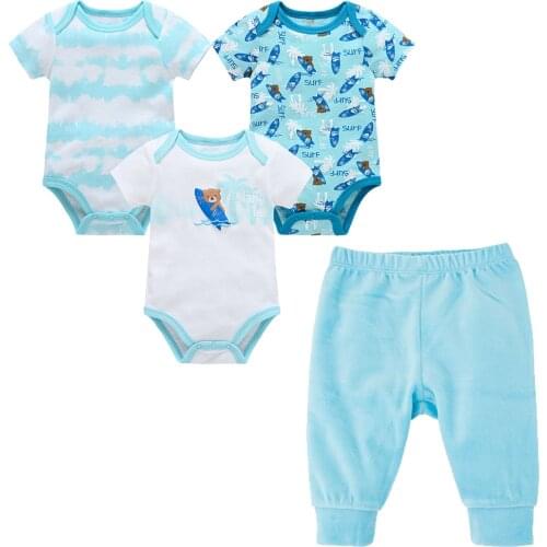 Kavkas Baby Bodysuit + Pants 0-12 Month Organic Cotton Short Sleeve Newborn Baby Body bebe garcon Overalls Pyjama bebe