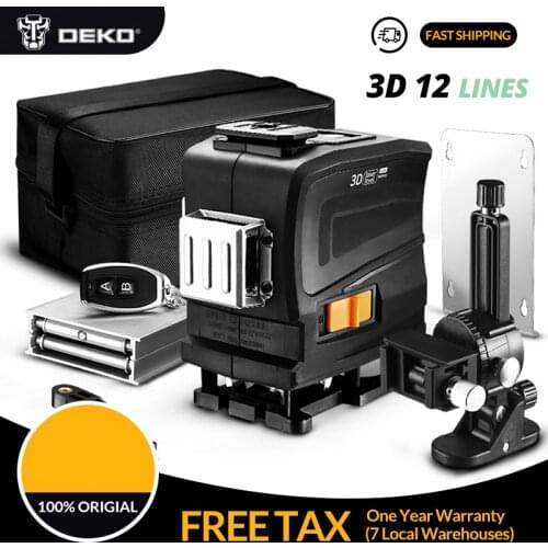 DEKO New 12 Lines 3D Green light Horizontal&Vertical Lines Laser Level with Remote Control,High-Precision, Self-Leveling, Indoor