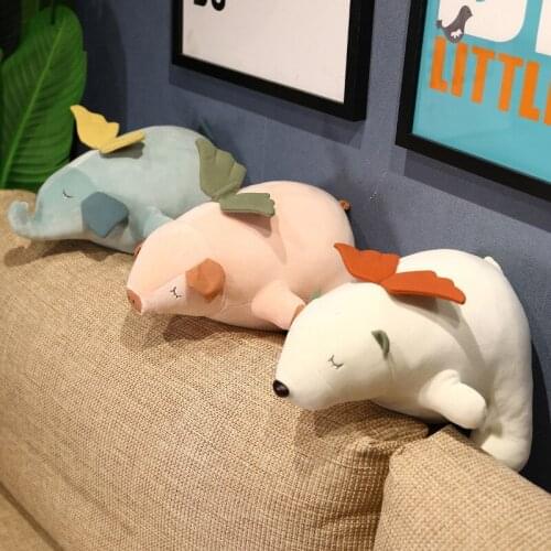 Zqswkl cute wings doll dumplings animal plush toy little flying pig bear soft toys for children kawaii room decor pillows hugs