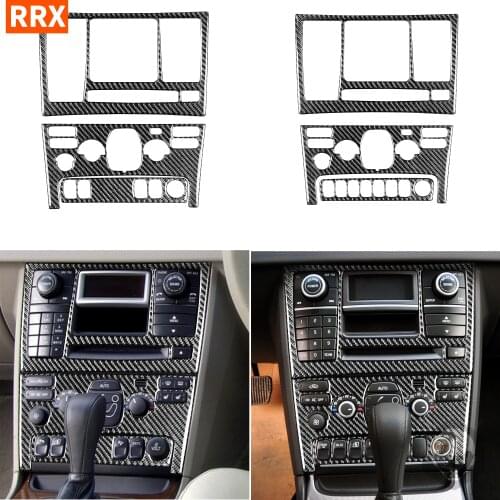 For Volvo XC90 2003-2014 Black Color Carbon Fiber Sticker Central Control Set AC CD Player Panle Frame Interiors Car Accessories
