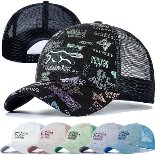 New Brand Stylish Cotton Trucker Hat For Women Fashion Fox Animal Print Baseball Cap Female Outdoor Popular Great Summer Hat Cap