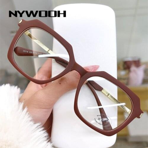 NYWOOH Computer Glasses Frames Women Blue Light Blocking Eyeglasses for Men Trendy Square Myopia Frame Radiation Protection