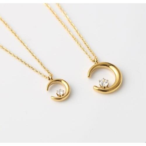 Gold Moon necklace for women stainless steel zircon minimalist elegant necklace fashion 2020