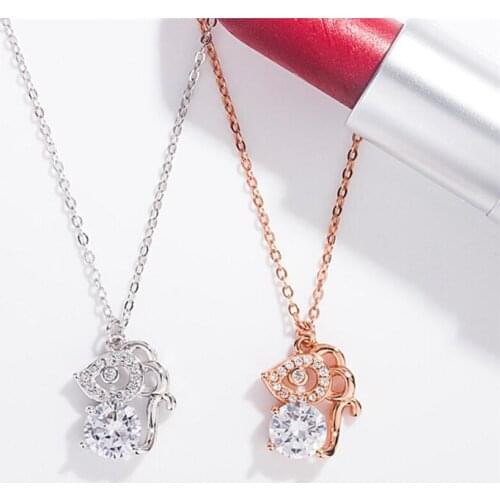 Sole Memory New Zodiac Mouse Rat Year crystal Cute 925 Sterling Silver Clavicle Chain Female Necklace SNE521