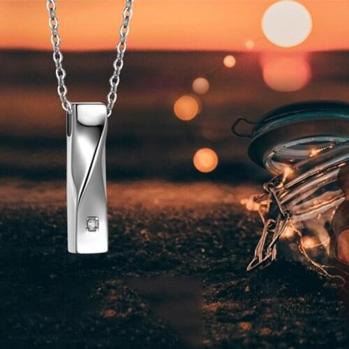 Memorial Cremation Necklace Bar Pendant Memorial Jewelry Keepsake Ashes Holder Vertical Cubic Container Urn For Pet Human Ash