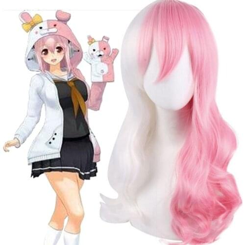 Cosplay Wig Projectile Theory Breaks The Monomi Mixed Color Double Spelling Long Curls Synthetic wigs