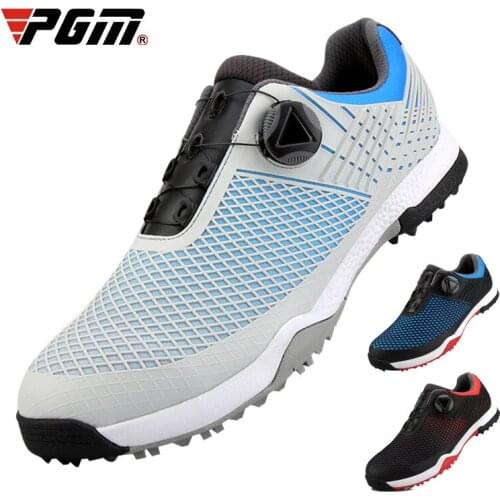 PGM Mens Golf Shoes Buckle Waterproof Sneakers Breathable Rotating Shoelaces Trainers Male Slip Resistant Golf Shoes D0704