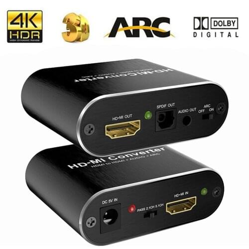 Full Compatible with HD-MI 2.0 Extractor 5.1 ARC HD-MI Audio Extractor Splitter HD-MI To Audio Extractor Optical TOSLINK SPDIF