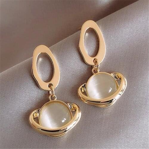 Simple Temperament Round Crystal Gold Earrings Trend Womens Stud Earrings Friends Party Jewelry