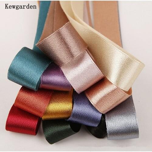 Kewgarden Bright Silk Ribbon Handmade Tape 1-1/2" 1" 38mm 25mm 10 mm DIY Hairbow Sewing Accessories Packing Riband 10 Yards