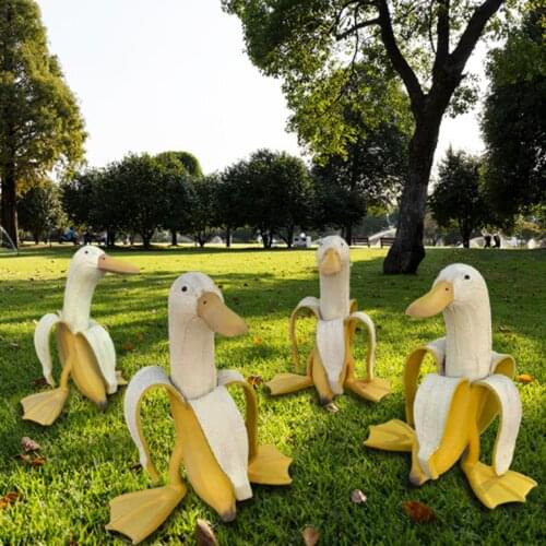 Garden Statue Art Banana Duck Creative Sculptures Yard Garden Decor Vintage Ornament Home Statues Decoration Accessories