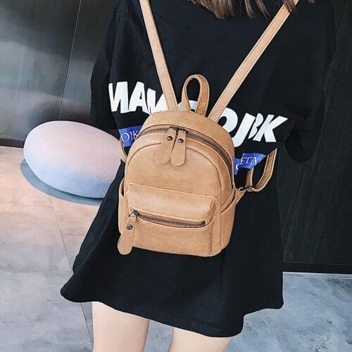 PU Leather Teenagers Girls Shoulder Bags Backpack Daypack female Travel Bags black Softback white Small women Backpacks