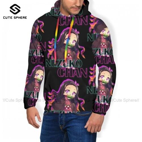 Nezuko｠ Hoodies Winter Polyester Hoodie Loose Casual Long Length Pullover Hoodie Men XXX