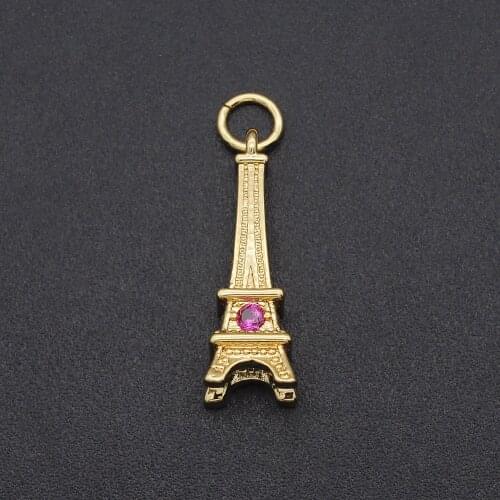 21x7mm 100% CZ Zircon DIY Jewelry Eiffel Tower Charm Pendant Wholesale Jewellery Accessories Fashion Jewellery Pendants