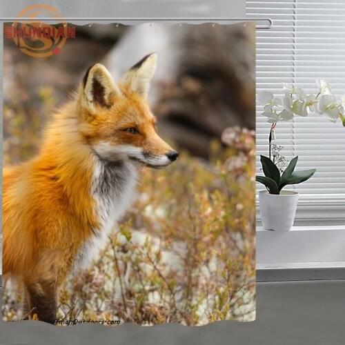 Cute Animal Foxs Bath Curtains High Quality Modern Bathroom Shower Curtain beautiful Polyester Fabric Curtains