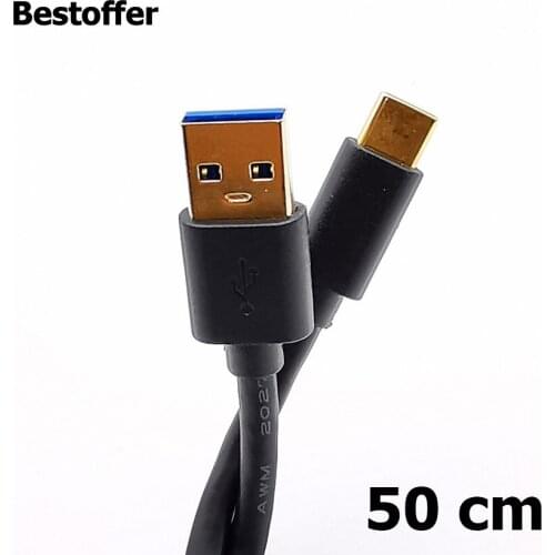 0.5m Gold Plated USB 3.0 Type A Male to USB 3.1 Type C Male M to M Charging Cable Cord 50cm