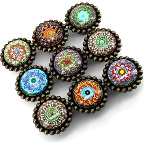 1PC Unique American Glass Knobs Retro Round Metal Knob Drawer Cabinet Handle Furniture Pull Handware Door Knob