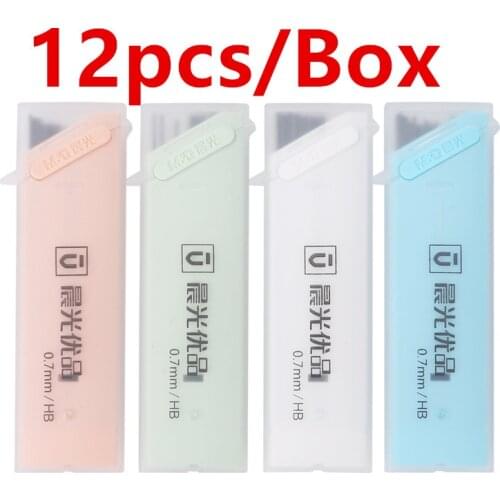12box M&G 0.5/0.7mm Graphite Lead 2B Mechanical Pencil Replace Lead Pencil Refill Erasable Smooth Writing Drawing Stationery Set