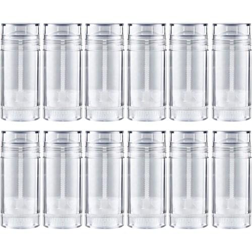 12pcs Round Shape Bottom Filling Stick Deodorant Container Empty Reusable Deodorant Tube Clear Twist Up Stick Tube