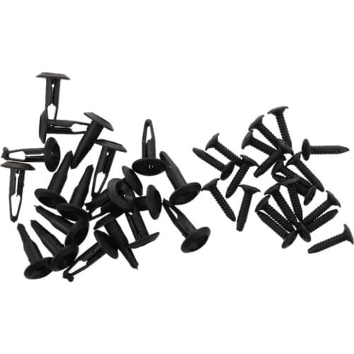 20 Pcs 6Mm Hole Plastic Rivet Trim Panel Retainer Fastener Clips Black