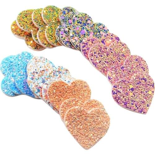 20x Glitter Felt Love Heart W/ Sequin Applique Sewing Scrapboking Cardmaking