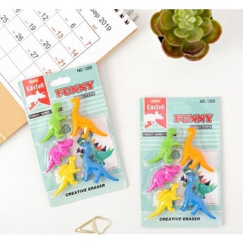 5 Pcs/Lot Creative Dinosaur Era Eraser Set Rubber Suit Students Eraser Stationery Wholesale