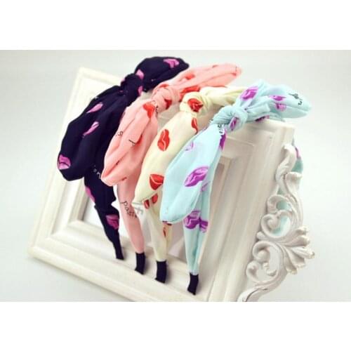 500pcs Floral Bow Hair Hoop Fashion Wave Point Rabbit Ear Hair Accessories