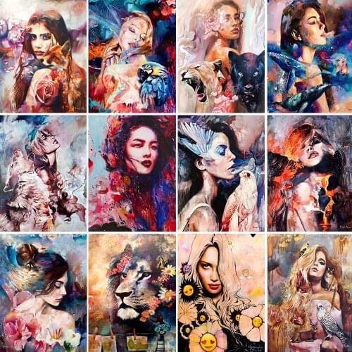 5D DIY Diamond Painting Beauty and Wolf, Lion Animal Oil Painting Series Art Diamond Painting Mosaic Embroidery new product rele