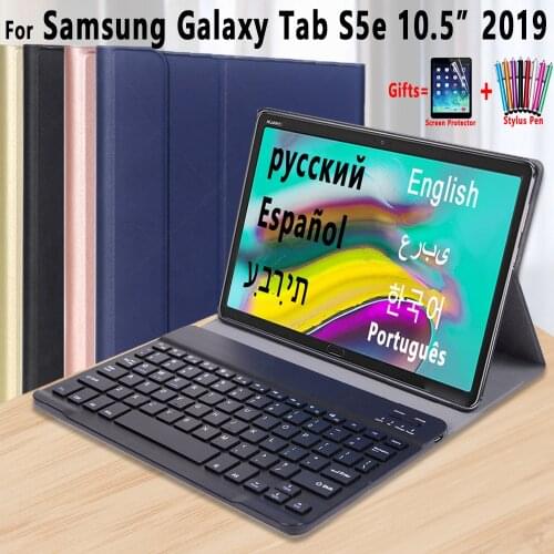 Keyboard Case for Samsung Galaxy Tab S5e 10.5 T720 T725 SM-T720 Cover Russian Spanish English Bluetooth Keyboard Funda Case