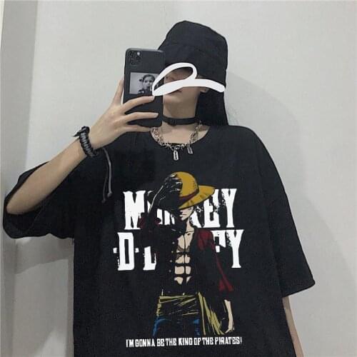 Oversized T-Shirt One Luffy Piece Harajuku Unisex Short-sleeved Women T-shirts Streetwear Vintage Shirt Clothes Punk T Shirt