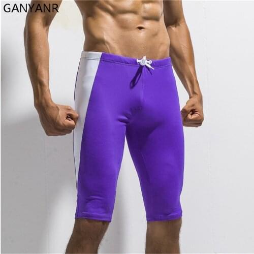 GANYANR Sport Leggings Running Tights Men Yoga Basketball Fitness Shorts Compression Pants Athletic Gym Bodybuilding Jogging
