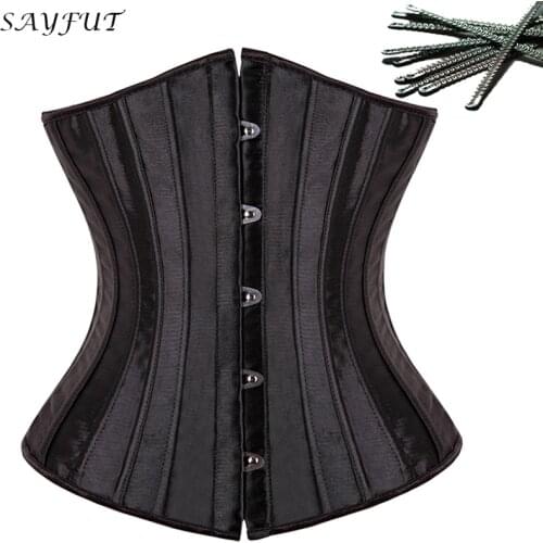 Hot Spiral Steel Boned Women Waist Trainer Corsets And Bustiers Body Cincher Black/Beige Plus Size Underbust Top Lingerie
