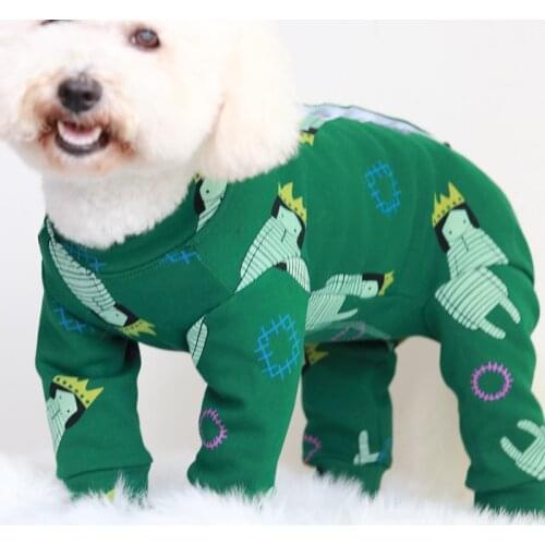 Pet Dog Jumpsuit 100%Cotton Overalls Puppy Clothes Protect Belly For Small Dogs Pajamas Long Sleeve Green Sweatshirt Poodle Pug