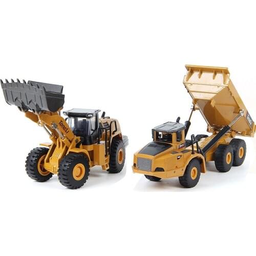 Die-Cast Models 1:50 Scale Wheel Loader tip truck Mechanical Collections Metals Engineering construction van children souvenirs